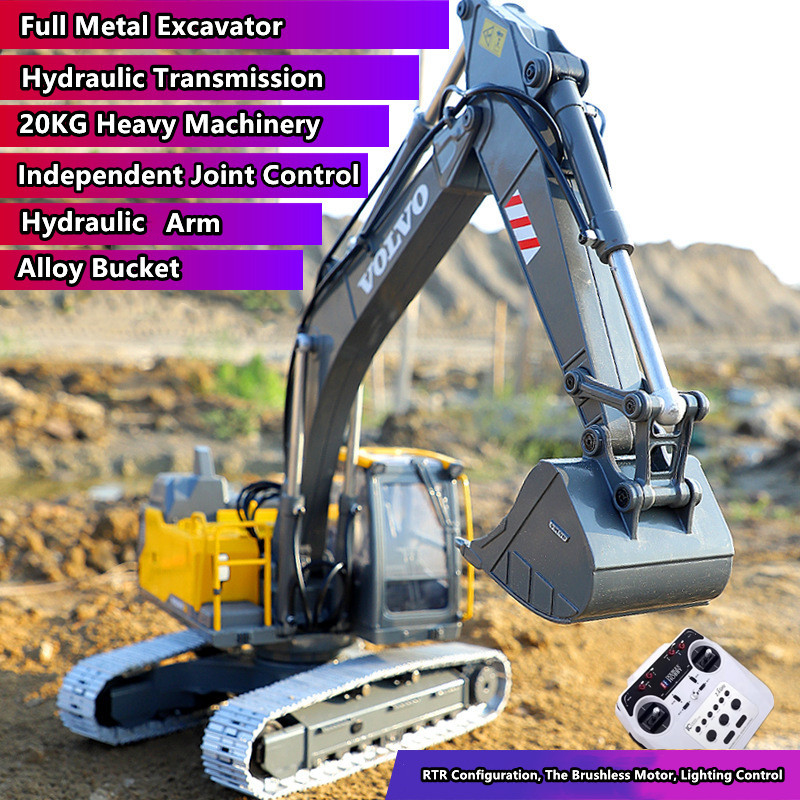 Rc Hydraulic Excavator 1/14 Metal - E111 1:14 RC logam penuh, rotasi